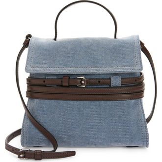 Moschino Tie Me Denim Handheld Bag in Sky Blue/Dark Brown at Nordstrom
