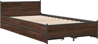 vidaXL Cama con cajones madera de ingeniería marrón roble 75x190 cm Vidaxl