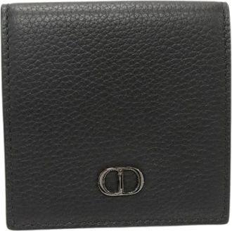 Dior Pre-owned Wallets, male, Black, Size: ONE SIZE Pre-owned CD Icon Grained Calfskin Coin Case