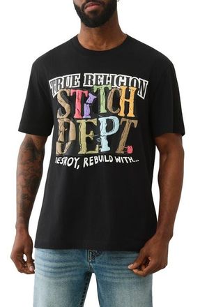 True Religion Build, Destroy, Rebuild Cotton Graphic T-Shirt in Jet Black at Nordstrom, Size Xxx-Large