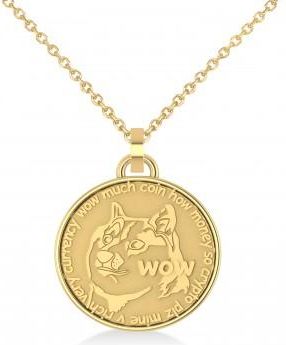 Allurez Cryptocurrency Dogecoin Pendant Necklace With Bail 14k Yellow Gold