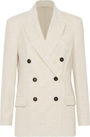 Brunello Cucinelli Off-white Cotton Blend Double-breasted Jacket
