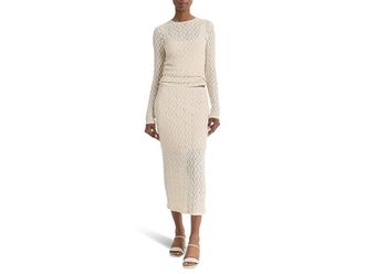 Vince Floral Smocked Skirt Womens Skirt White Sand : LG, Cotton/Nylon/Spandex