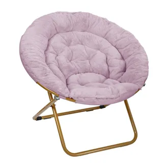 Flash Furniture Oversized Folding Saucer Chair with Ottoman, Dusty Purple Fabric/Soft Gold Frame
