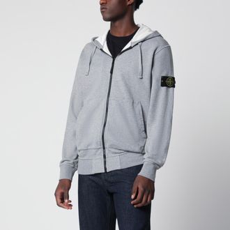 Stone Island Felpa con cappuccio grigia m&eacute;lange in cotone