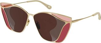 Chlo&eacute; Gemma Zonnebril - Dames - Zonnebrillen - Geel - 59 MM - Nylon - Accessoires