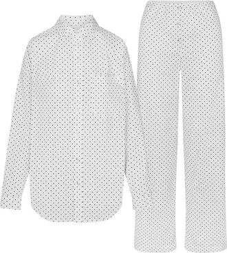SKIMS Oversized Cotton-poplin Sleep set - Black And White - M (UK12-14)