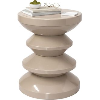 Relaxdays Relaxdays Side Table & Stool, Zigzag Design, Living Room Decor, HxD: 46 x 35 cm, Metal, Beige
