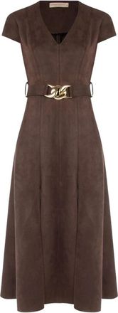Rinascimento Midi jurk met su&egrave;de-effect - Dames - Casual kleedjes - Bruin - XL - Su&egrave;de - Kleedjes
