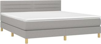 vidaXL Vidaxl - Cama Box Spring Con Colch&oacute;n Tela Y Led Gris Claro 180x200 Cm