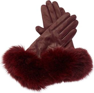 Sofiacashmere 2-Button Cashmere-Lined Leather Gloves