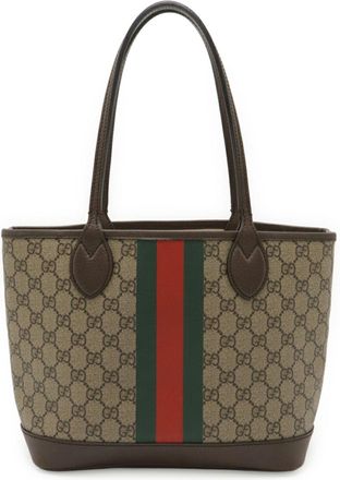 Gucci Beige Brown Green Red Color Gg Supreme Canvas Shoulder Bag Tote Bag (Pre-Owned)