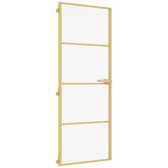 Berkfield Home Interior Door Slim Golden 76x201.5 cm Tempered Glass & Aluminium in Gold