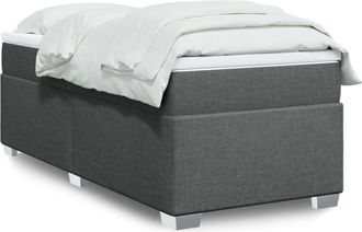 vidaXL Cama Box Spring Con Colch&oacute;n Tela Gris Oscuro 100x200 Cm Vidaxl