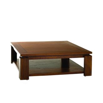 Macabane Mesa de centro cuadrada de madera de mindi de 90 cm
