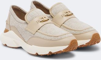 Tod's Leather-trimmed mesh slip-on shoes