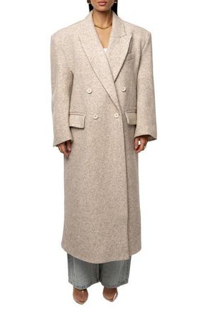 JLUXLABEL Double Breasted Wool Blend Coat in Beige at Nordstrom