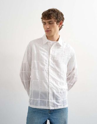 Topman Camicia oversize bianca con motivo patchwork-Bianco
