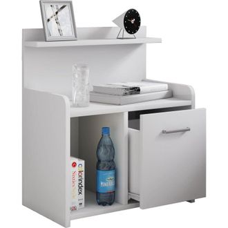 ebuy24 Vcm comodino Tavolino con cassetto Comodino alto a. 60 x l. 47 x t. 29 cm Scatola pieghevole con ripiano in legno - Nilasa (Bianco)