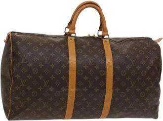 Louis Vuitton Tweedehands Canvas Louis Vuitton tassen - Dames - Vintage Weekendtas - Bruin - ONE Size - Leer - Vintage