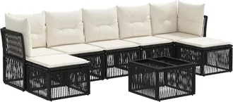 vidaXL Conjunto De Sof&aacute;s De Jard&iacute;n 8 Uds. Negro Rat&aacute;n Sint&eacute;tico Vidaxl