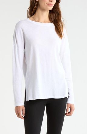 Zella Ease Up Long Sleeve T-Shirt in White at Nordstrom, Size Xx-Large