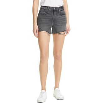 Frame Denim Le Brigette High Waist Raw Edge Cutoff Denim Shorts in Harbor Way Destruct at Nordstrom Rack, Size 26