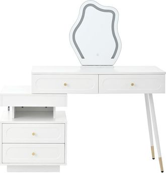 Urban Meuble Tocador blanco moderno con espejo LED y espacio de almacenamiento