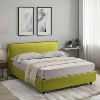 Dmora Cama Francesa Brienza, Colch&oacute;n Incluido, Desenfundable Hecho En Italia, Con Caj&oacute;n, Verde