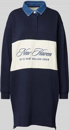 GANT Knielanges Sweatkleid mit Logo-Stitching in Marine, Gr&ouml;&szlig;e L