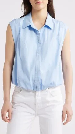 Wit & Wisdom Cap Sleeve Button-Up Shirt in High Sky Blue at Nordstrom Rack, Size X-Small