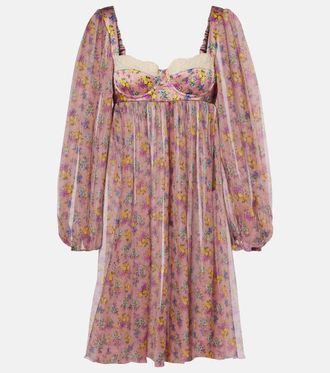 Dolce & Gabbana Miniabito in chiffon di misto cotone e seta con pizzo floreale