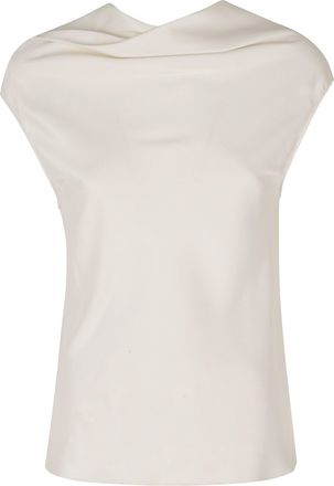 Alberta Ferretti Ivory Cowl Neck Viscose Top