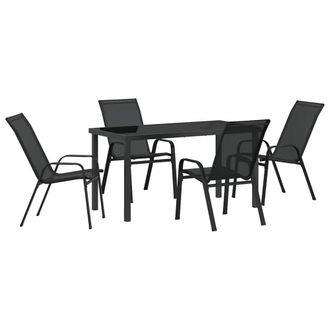 Berkfield Home 5 Piece Garden Dining Set Black Textilene & Steel