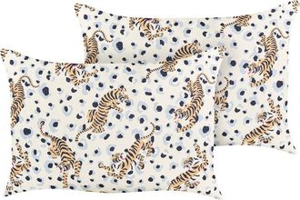 Beliani Conjunto De 2 Cojines De Jard&iacute;n Almohada De Exterior 40 X 60 Cm Poli&eacute;ster Motivo Tigres Multicolor Arenzano