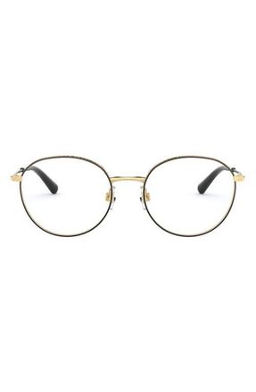 Dolce & Gabbana Dolce & Gabbana 53mm Round Optical Glasses in Gold Black at Nordstrom