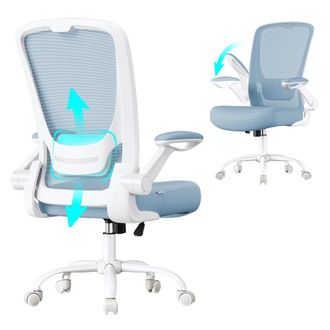 Songmics Silla de escritorio ergon&oacute;mica de malla de color azul y blanco