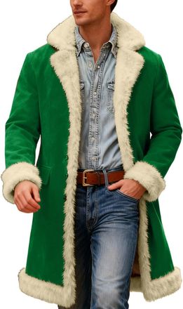 Generic Mens Christmas Jacket Mens Christmas Cardigan Winter Anorak Jacket Solid Color Warm Outerwear Cozy Thermal Coat Funny Costume Fleece Warm Soft Cardiga