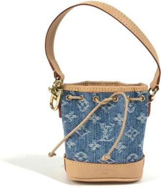 Louis Vuitton Pre-owned Denim Sleutelhanger - Dames - Vintage Mini Tas - Blauw - ONE Size - Denim - Vintage