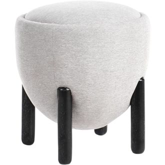 Beliani Pouf Poliestere Finto Lino Rivestimento Gambe di legno in gomma Poggiapiedi Accessori per la casa Soggiorno Grigio Archie