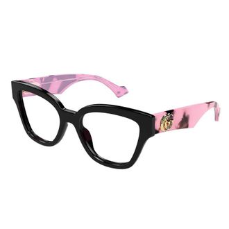 Gucci GG1424O005 Cat-Eye Black with Pink Camouflage Eyeglasses - Black
