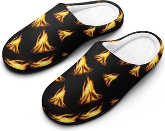 Generic Fire Flame Cotton Slippers for Women Indoor Outdoor Slipper Slip-On Memory Foam Home Shoes