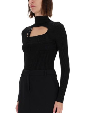 Versace Jeans Couture Ribbed with Buckle Detail Blouse - Black