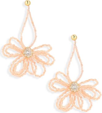 Natasha Beaded Flower Drop Earrings in Gold/Pink at Nordstrom Rack