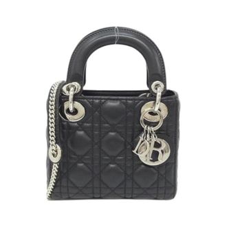 Dior Pre-owned Lady Dior Mini Lambskin Bag - Dames - Pre-owned - Zwart - Maat: ONE Size Leer