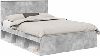 vidaXL Estructura De Cama Concreto 140 X 200 Cm Madera De Pino Macizo Vidaxl