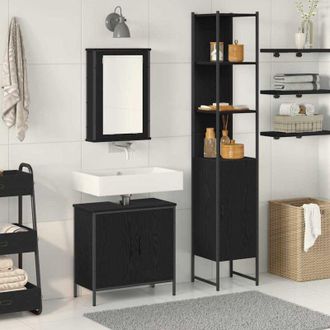 vidaXL Vidaxl - Juego De Muebles De Ba&ntilde;o 3 Pcs Negro 33 X 33 X 185.5 Cm