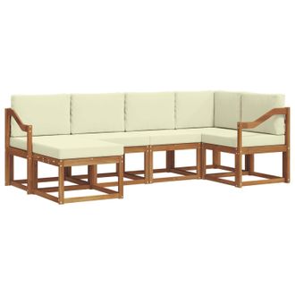 vidaXL Conjunto De Sof&aacute;s De Exterior Con Coj&iacute;n 6 Pcs Natural Y Crema Vidaxl