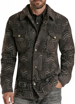 Panhandle Mens Wool Commander Coat In Aztec