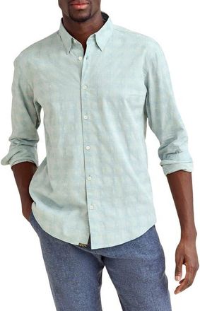 Billy Reid Mélange Tile Print Cotton Button-Up Shirt in Steel Blue at Nordstrom, Size Small